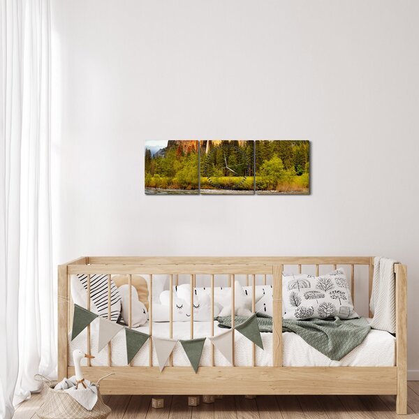 Kép - Sziklák a tónál (órával) (90x30 cm)