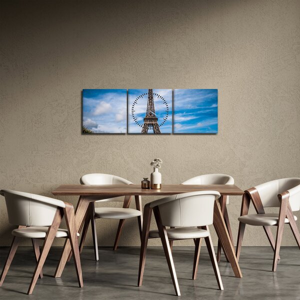 Kép - Eiffel torony (órával) (90x30 cm)