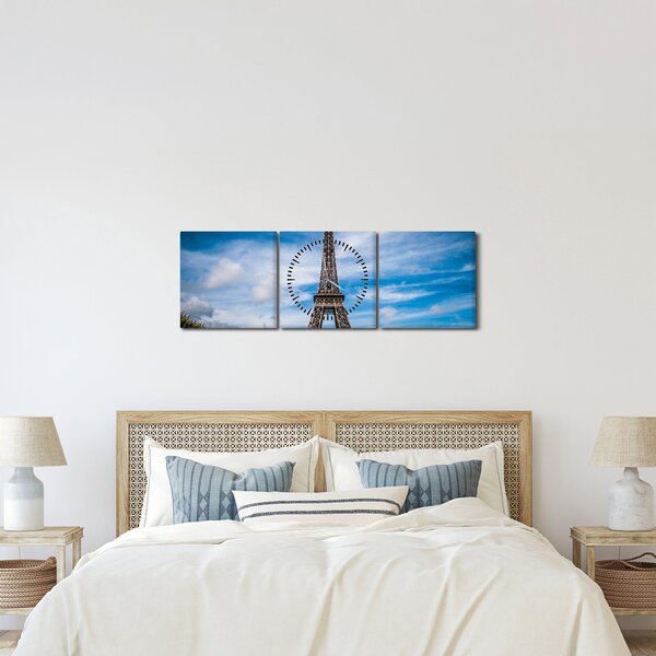 Kép - Eiffel torony (órával) (90x30 cm)