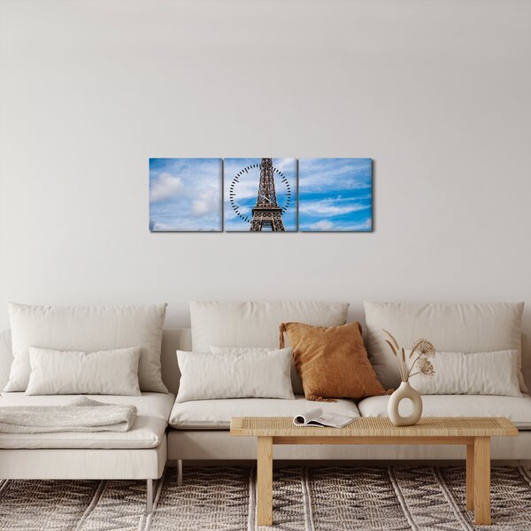 Kép - Eiffel torony (órával) (90x30 cm)