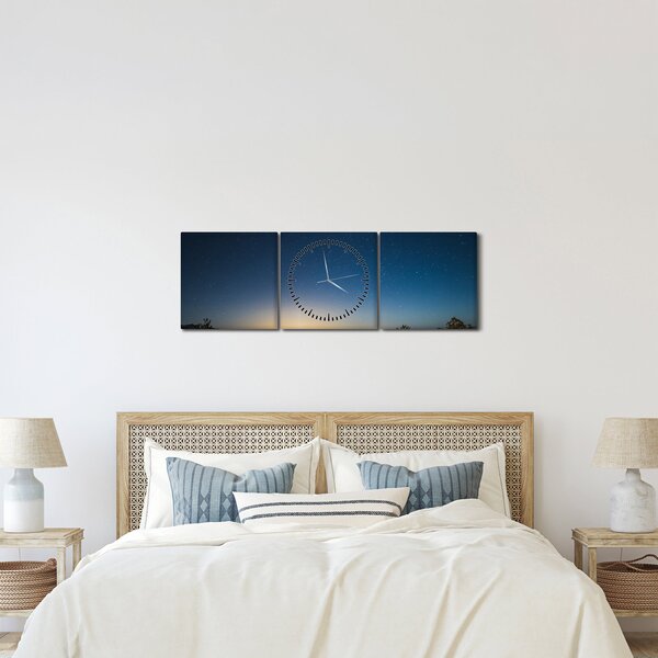 Kép - Éjszaki ég az út felett (órával) (90x30 cm)