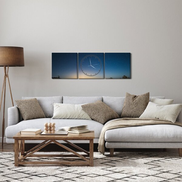 Kép - Éjszaki ég az út felett (órával) (90x30 cm)