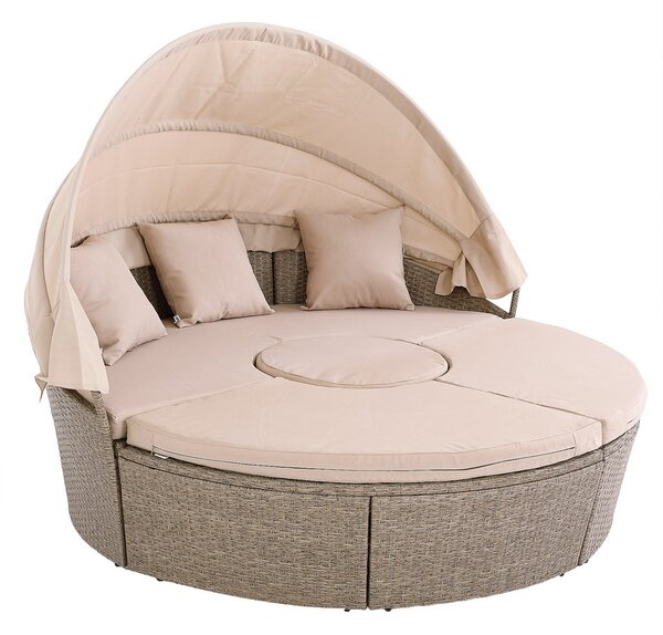 Deuba Rattan kerti ágy LAZY Ø185 cm - krém