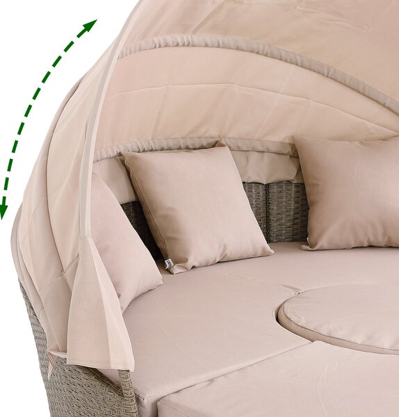 Deuba Rattan kerti ágy LAZY Ø185 cm - krém