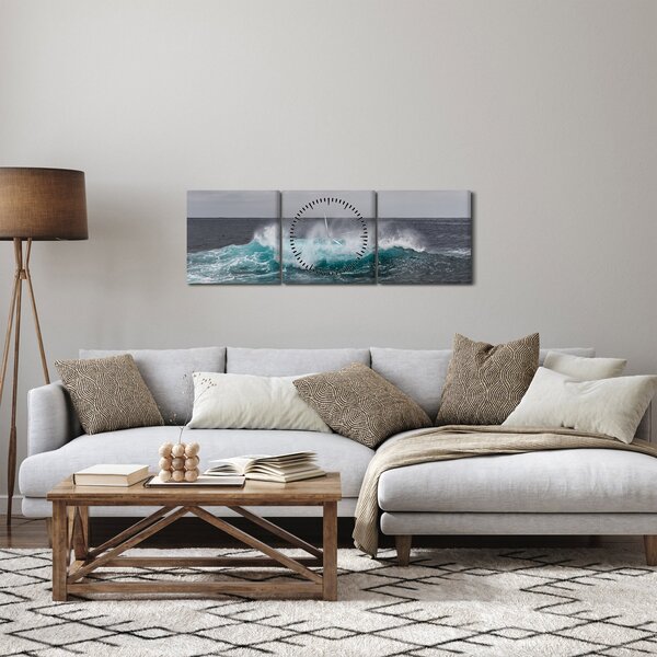 Kép - Hullámok az óceánban (órával) (90x30 cm)
