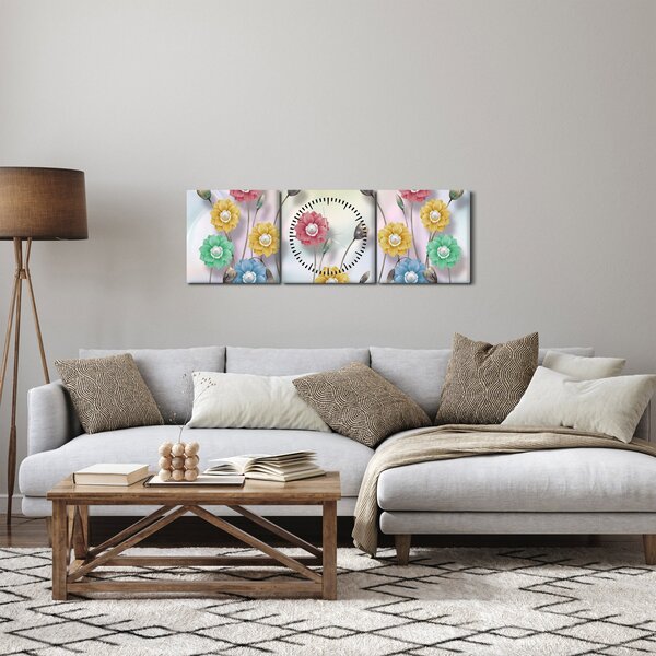 Kép - Színes rét (órával) (90x30 cm)