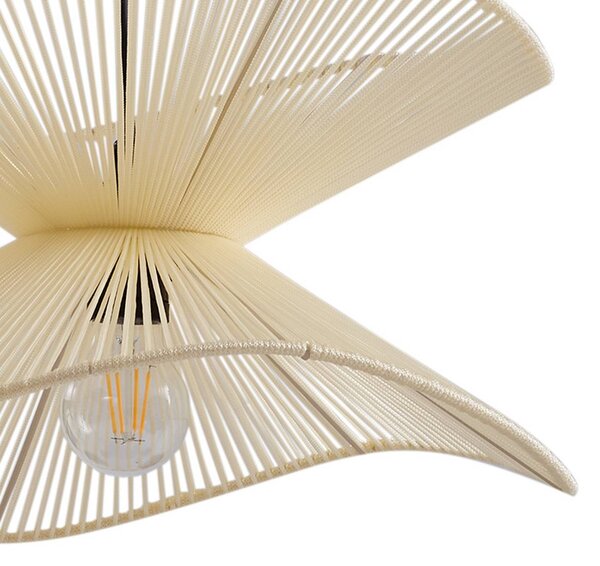 Lindby kültéri függőlámpa Valdorin, bézs, pamut, Ø 40cm, dimmelhető, Krém / borostyánsárga, Textil / szövet / selyem, Modern