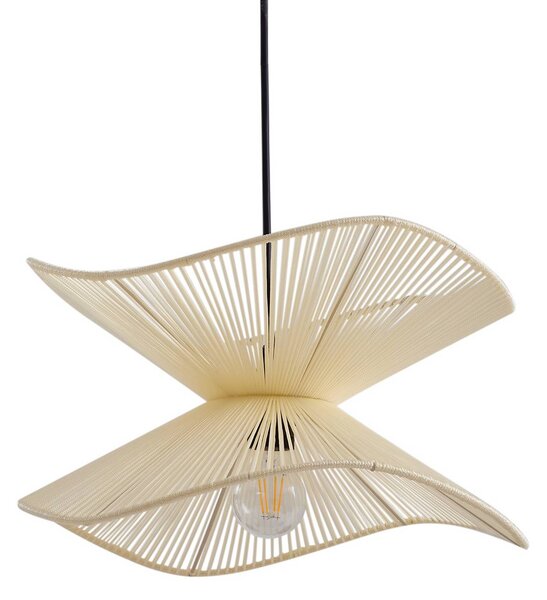 Lindby kültéri függőlámpa Valdorin, bézs, pamut, Ø 40cm, dimmelhető, Krém / borostyánsárga, Textil / szövet / selyem, Modern