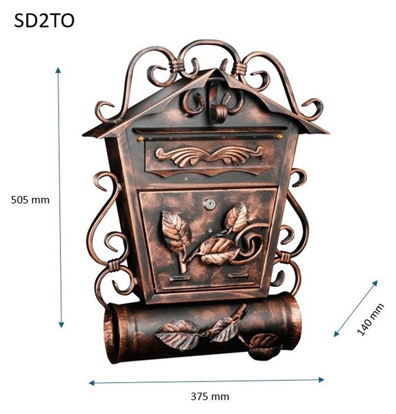 SD2TO postaláda fekete réz patinával, Fekete réz patinával