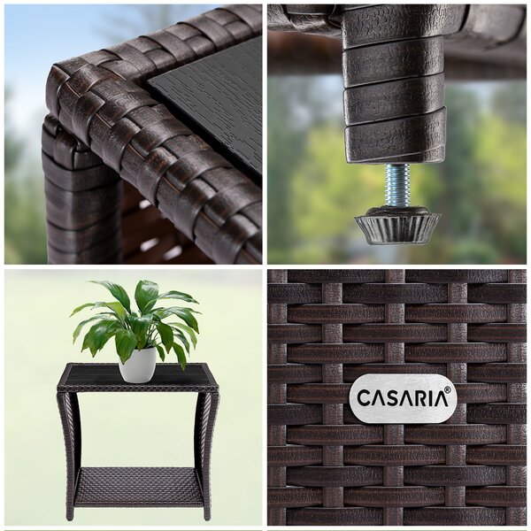 Deuba Vedis polyrattan asztalka 45x45x40 cm - barna