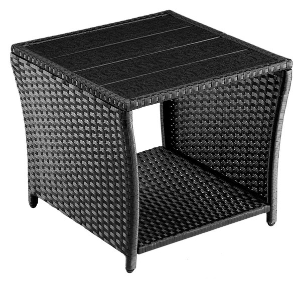 Deuba Vedis polyrattan asztalka 45x45x40 cm - fekete