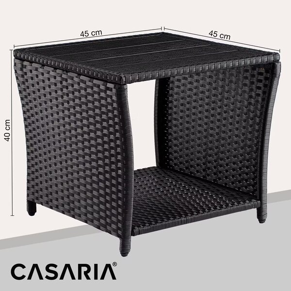 Deuba Vedis polyrattan asztalka 45x45x40 cm - fekete