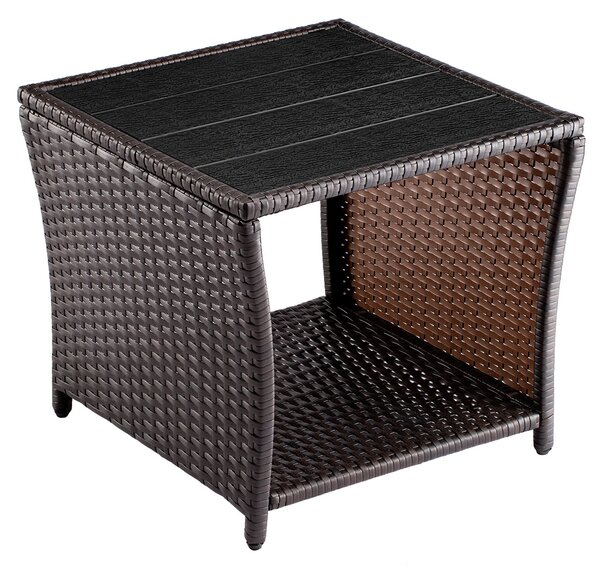 Deuba Vedis polyrattan asztalka 45x45x40 cm - barna