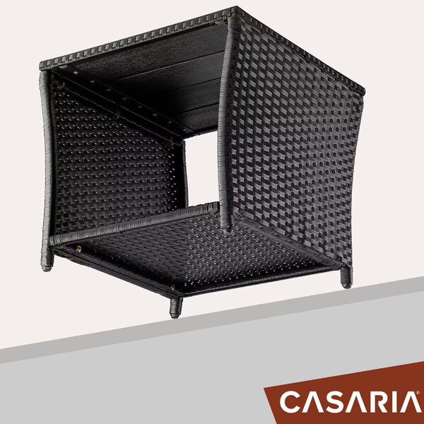 Deuba Vedis polyrattan asztalka 45x45x40 cm - fekete
