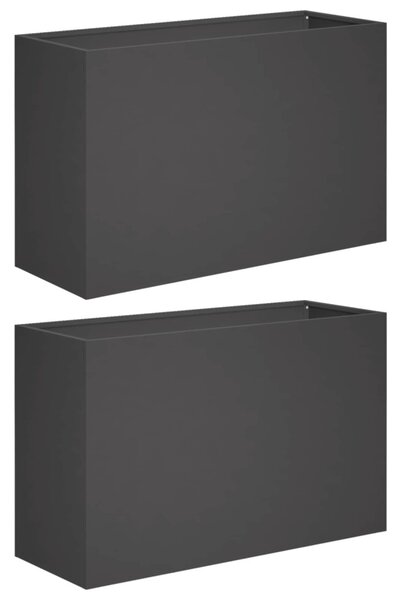 Kerti cserép 2 db Fekete 80 x 30 x 40 cm Hidegen hengerelt acél