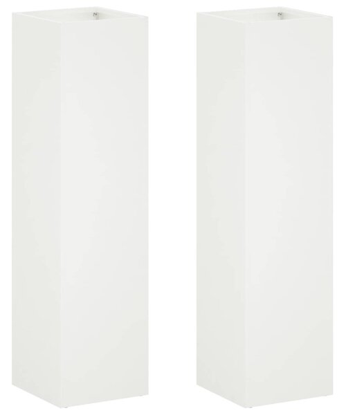 Kerti cserép 2 db Fehér 20 x 20 x 75 cm Hidegen hengerelt acél