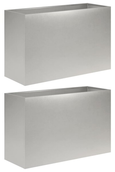 Kerti cserép 2 db Ezüst 80 x 30 x 40 cm Rozsdamentes Acél