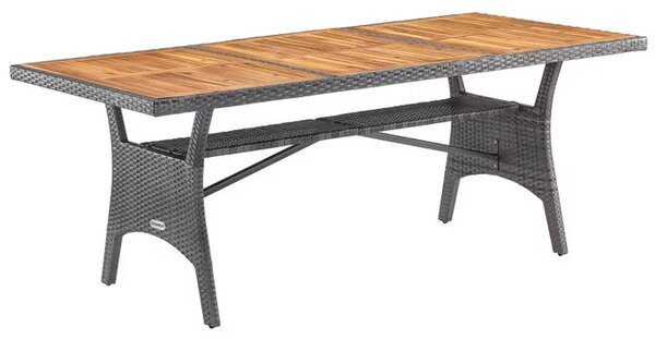 Deuba Takeo rattan asztal 190x90x74 cm - szürke/akác