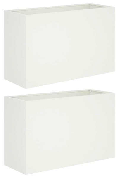 Kerti cserép 2 db Fehér 80 x 30 x 40 cm Hidegen hengerelt acél