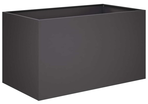 Kerti cserép 2 db Fekete 80 x 50 x 50 cm Hidegen hengerelt acél