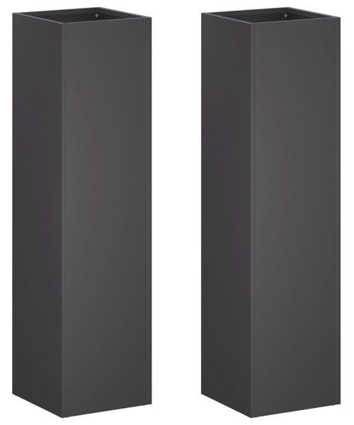 Kerti cserép 2 db Fekete 20 x 20 x 75 cm Hidegen hengerelt acél
