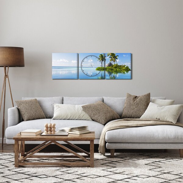 Kép - Trópusi sziget (órával) (90x30 cm)