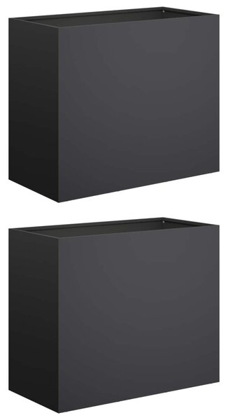Kerti cserép 2 db Fekete 60 x 30 x 40 cm Hidegen hengerelt acél