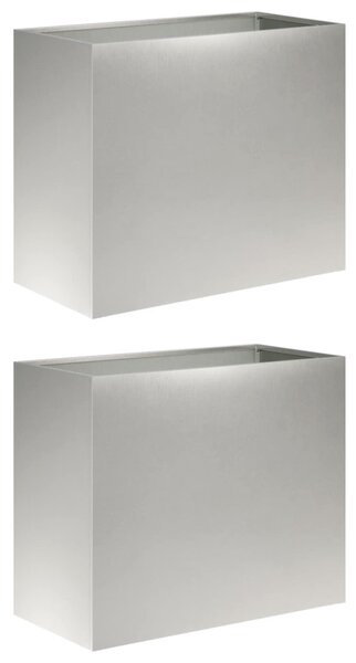 Kerti cserép 2 db Ezüst 60 x 30 x 40 cm Rozsdamentes Acél