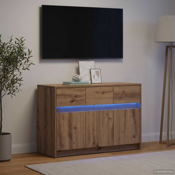 TV szekrény 91 x 34 x 61 cm Kézműves Tölgy Szerelt Fa