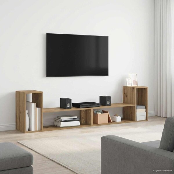 TV szekrény 100 x 30 x 50 cm Kézműves Tölgy Szerelt Fa
