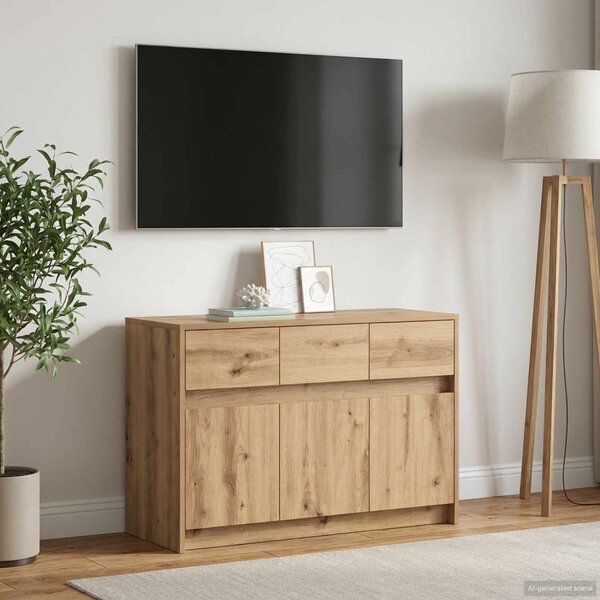 TV szekrény 91 x 34 x 61 cm Kézműves Tölgy Szerelt Fa