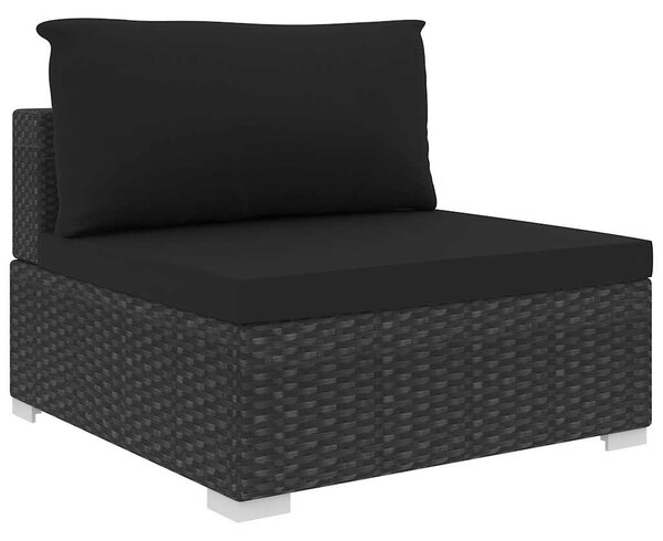 10 részes fekete polyrattan kerti ülőgarnitúra párnákkal