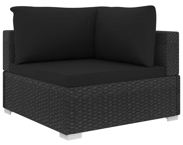 10 részes fekete polyrattan kerti ülőgarnitúra párnákkal