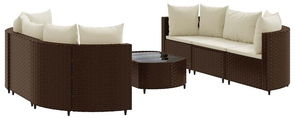 7 részes barna polyrattan kerti ülőgarnitúra párnákkal