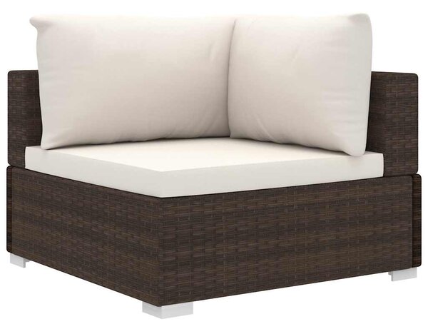 10 részes barna polyrattan kerti bútorgarnitúra párnákkal