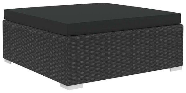 10 részes fekete polyrattan kerti ülőgarnitúra párnákkal
