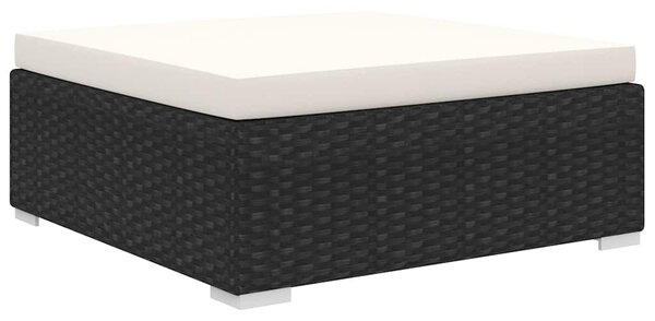 8 részes fekete polyrattan kerti bútorszett párnákkal