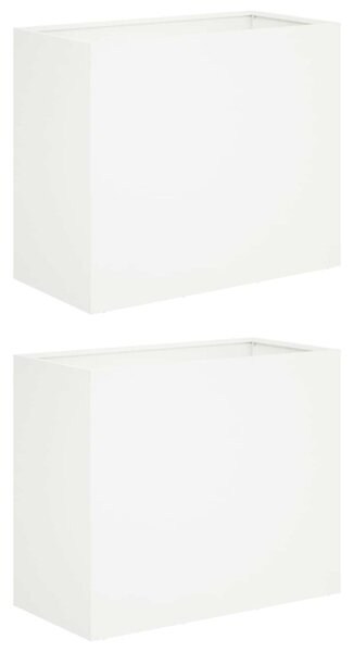 Kerti cserép 2 db Fehér 60 x 30 x 40 cm Hidegen hengerelt acél