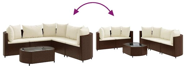 6 részes barna polyrattan kerti ülőgarnitúra párnával