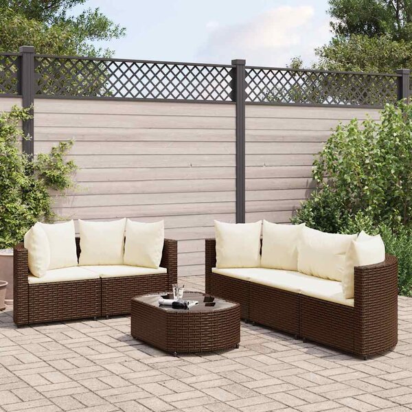 6 részes barna polyrattan kerti ülőgarnitúra párnával