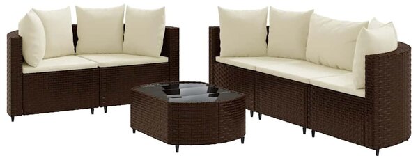 6 részes barna polyrattan kerti ülőgarnitúra párnával