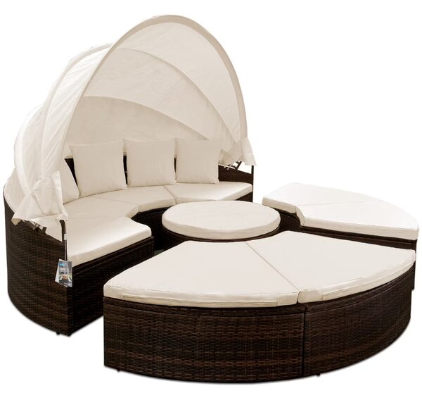 Deuba Rattan kerti ágy LAZY BIG Ø230 cm - barna