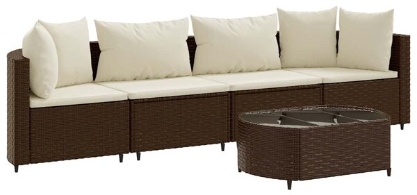 5 részes barna polyrattan kerti ülőgarnitúra párnával