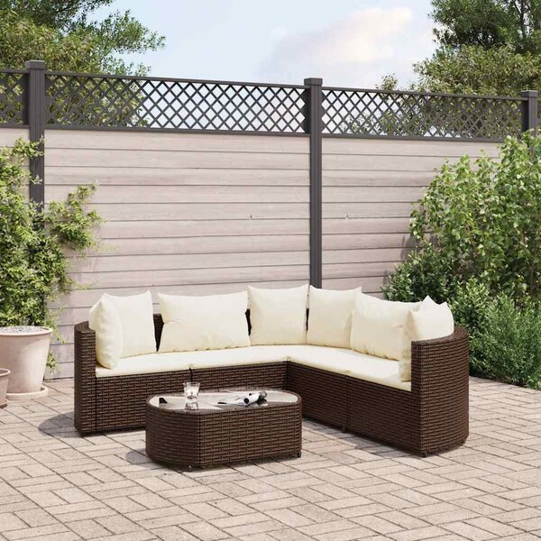6 részes barna polyrattan kerti ülőgarnitúra párnával