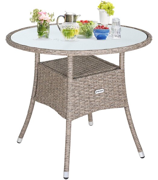 Deuba Rattan asztal Ø80 cm - krémszínű