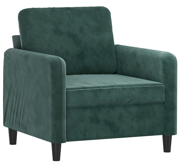 Sötétzöld bársony kanapéfotel 60 cm
