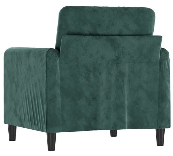 Sötétzöld bársony kanapéfotel 60 cm