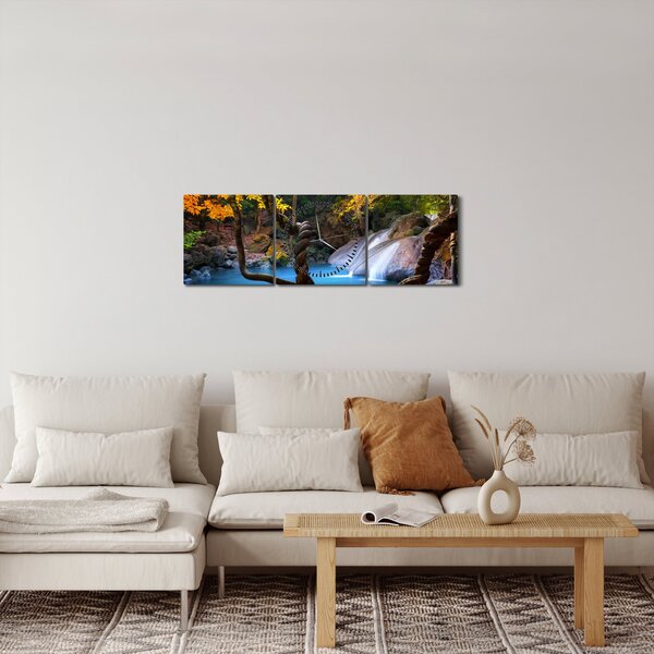 Kép - Vízesések Ázsiában (órával) (90x30 cm)