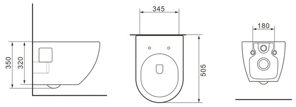 Erga Astrid, fali WC-csésze 510x360x360 mm, perem nélküli + lágyan záródó WC-ülőke, fehér, ERG-V03-ASTRID-RIM-WH