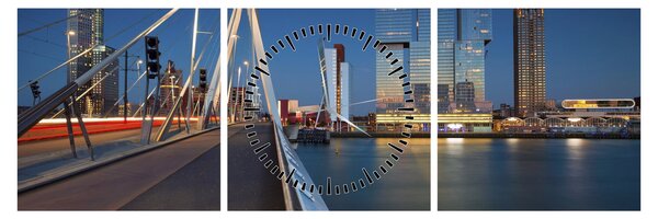 Kép - Alkonyat Rotterdamban, Hollandia (órával) (90x30 cm)